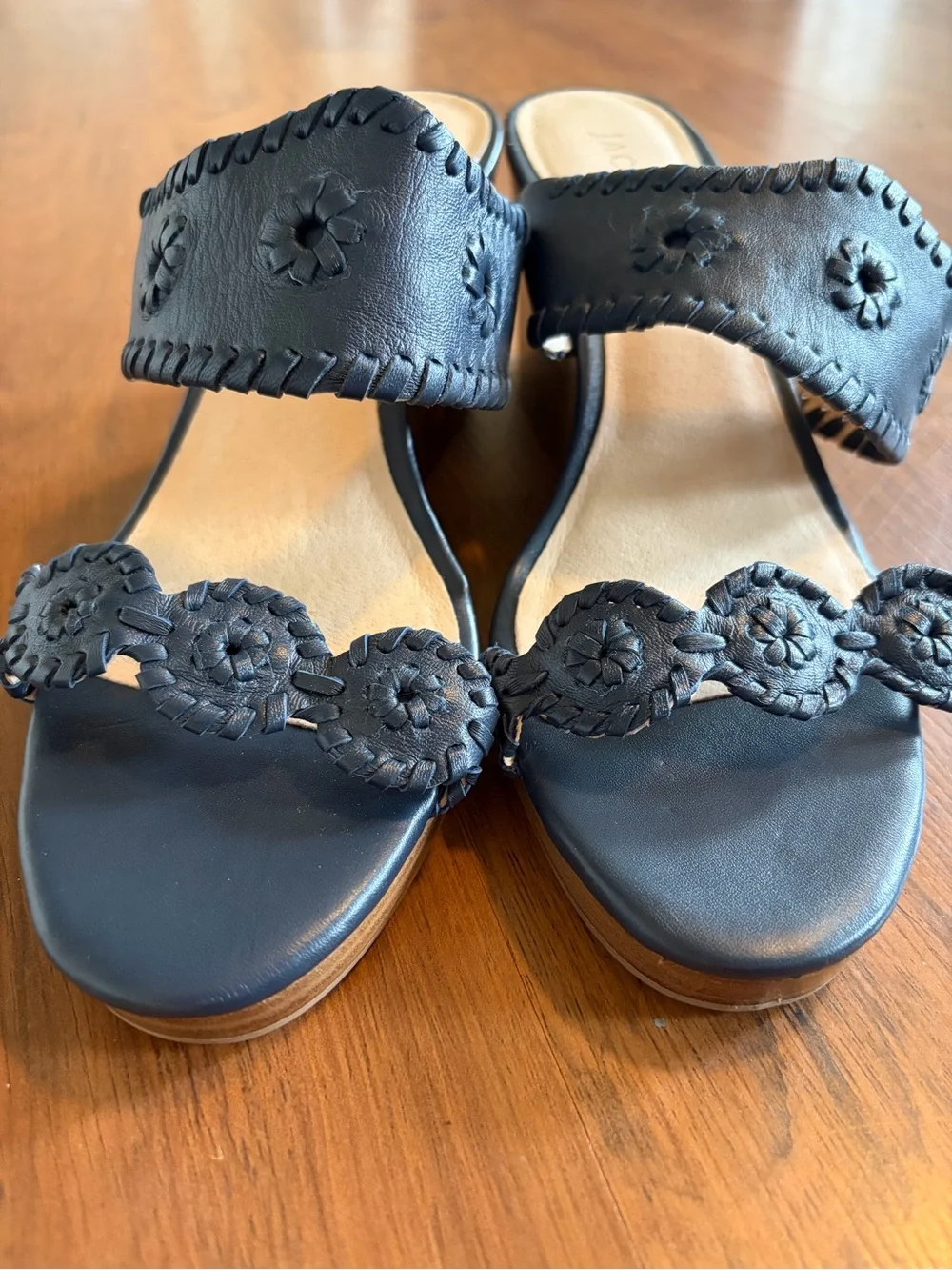 Jack Rogers Navy Slide Wedge Heel with Detail